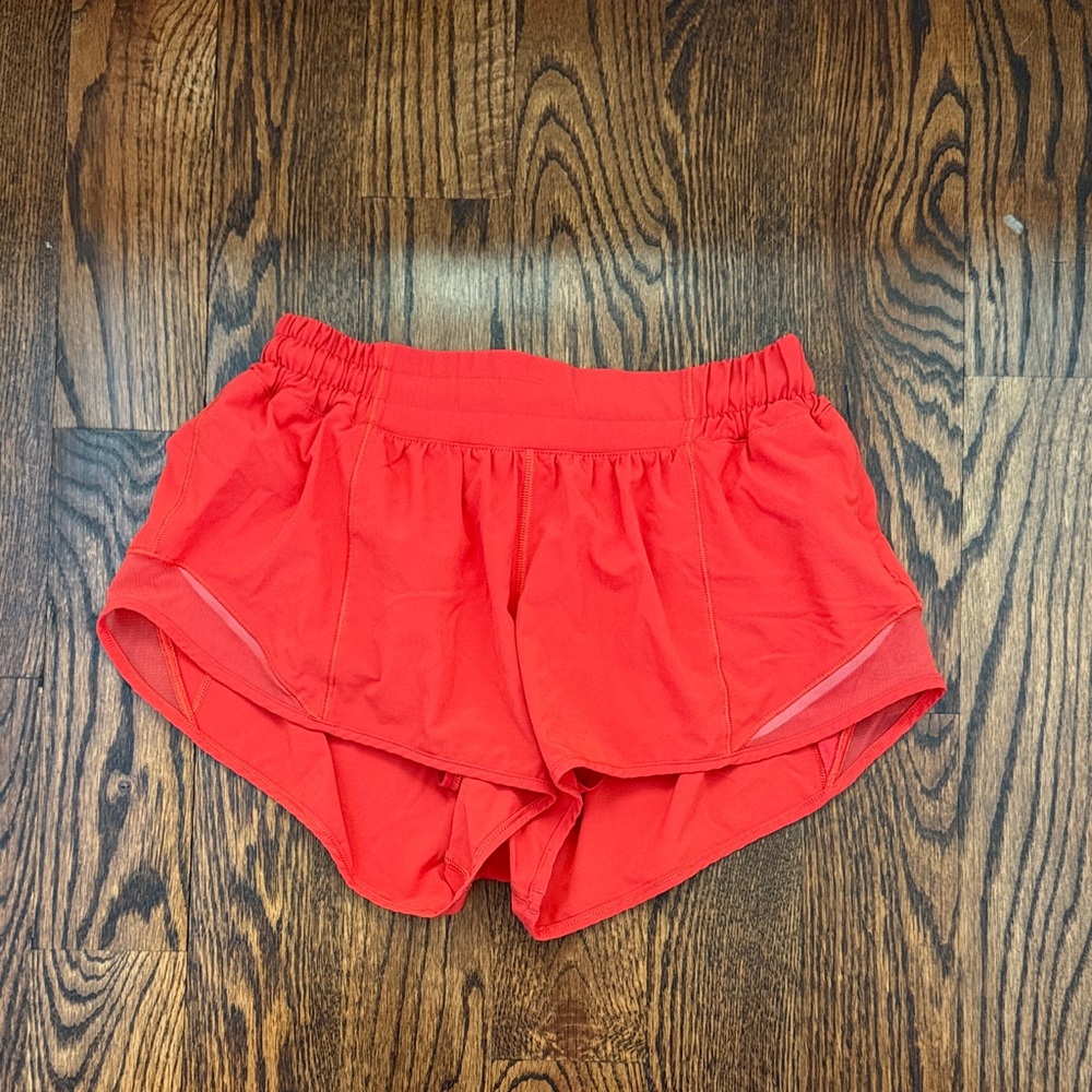 Lululemon Carnation Red Hotty Hot Shorts Low Rise 2.5”